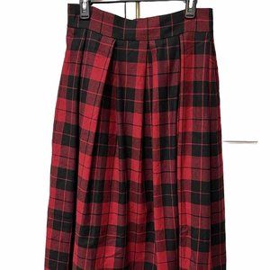 Department Five Maxi Red Plaid Skirt Womens Sz L Lined Made in Italy Heavy Wool